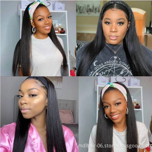 Hot Selling Brazillian Hair Virgin Brazilian Wigs Straight Headband Wigs Manufacturers Unprocessed Human Hair